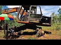 Rescuing excavator, repair the travel motor, changing seal group and track link repair on site
