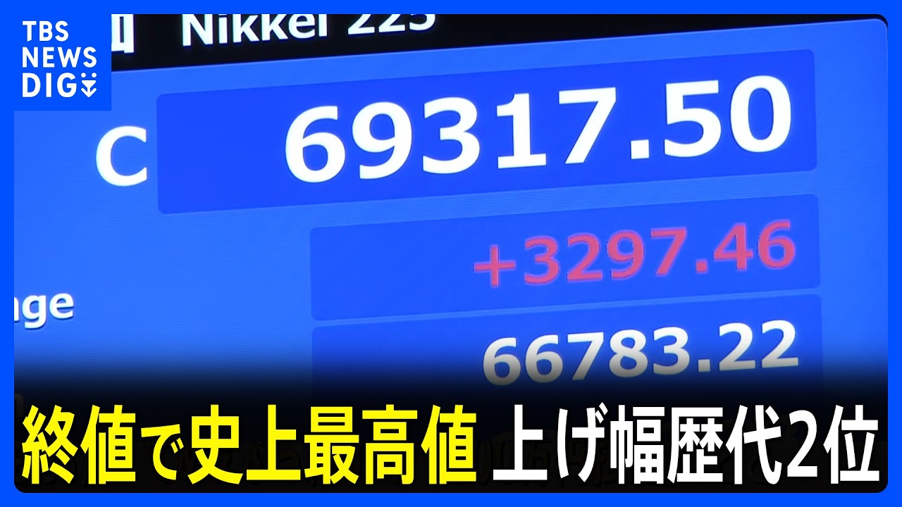 Nikkei Stock Average closes at 69,317 yen, up 3,297 yen from last