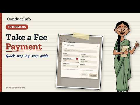 Take a fee payment and print the receipt | ConductInfo Tutorial 05