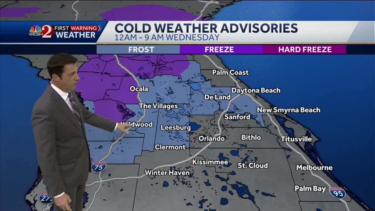 Temps plunge in Central Florida; frost advisory issued overnight for ...