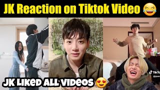 JUNGKOOK Reaction on Tiktok Video 😂| JK all liked Tiktok Funny videos 🥳 #bts