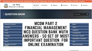 MCOM PART 2 FINANCIAL MANAGEMENT MCQ QUESTION BANK WITH ANSWER MU IDOL BY VISHAL SIR