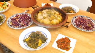 غذاء مغربي تقليدي:طاجين البطاطا قصبية معلك و لذيذ/ بقولة مشرملة/تكتوكة معلكة
