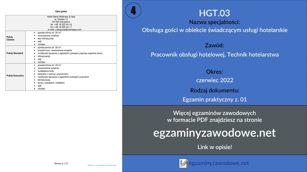 Egzamin zawodowy praktyczny z. 01 HGT.03, czerwiec 2022