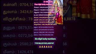 #four digit lucky numbers 21-05-2026 #six digit lucky numbers #sorts