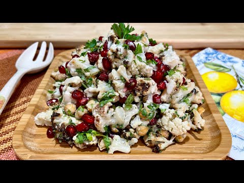 Creamy cauliflower salad /￼ roasted cauliflower saladwith tahini dressing/vegetarian recipe💚🥗￼