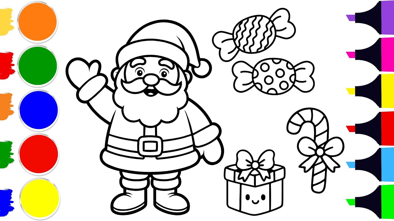 How to Draw a Cute Santa Claus and Christmas Gifts | Easy Step by Step ...