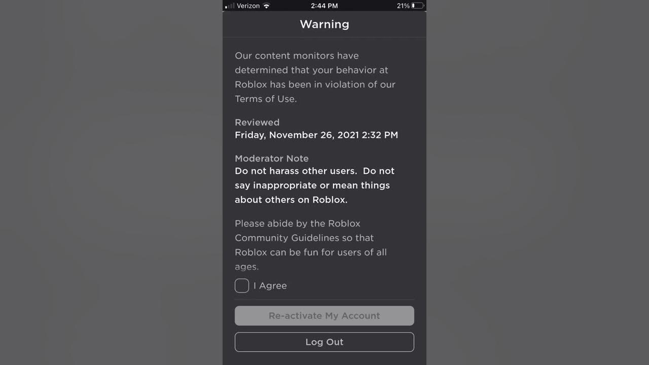 I got a warning from roblox - YouTube