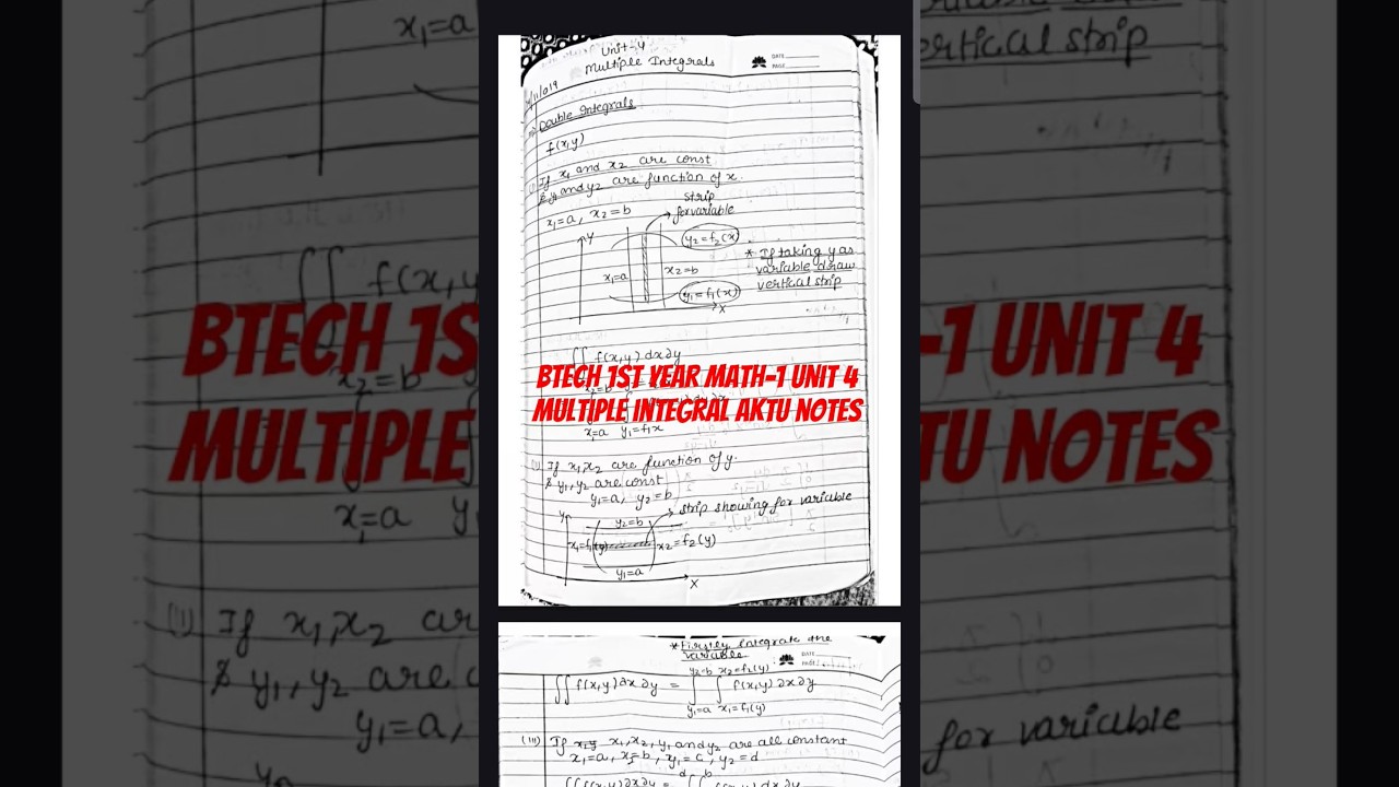 BTech 1st year Math-1 unit 4 multiple integral aktu notes 