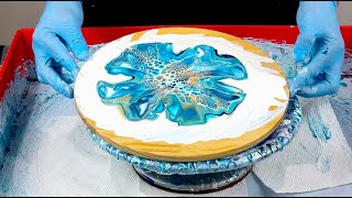 You Won't Believe This Wood Art Transformation! Lazy Susan Bloom~Acrylic Pouring~Fluid Art~351