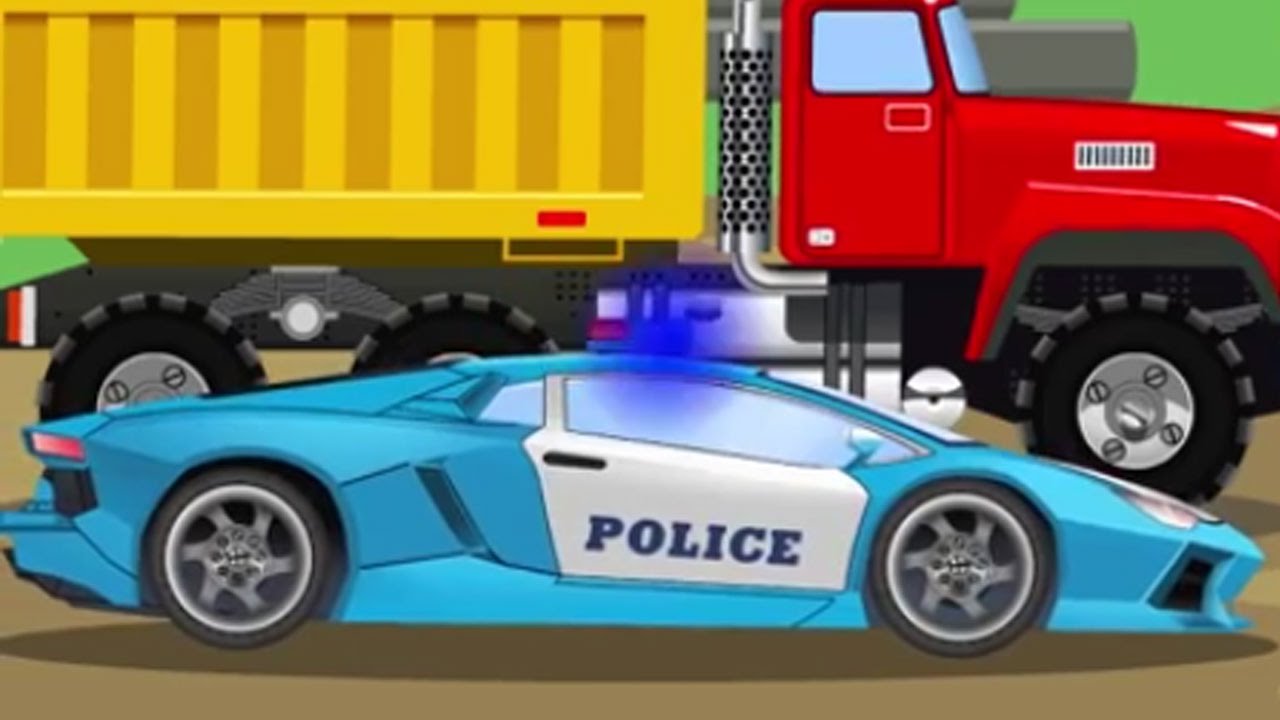 Dessin Anime Pour Enfant Voiture De Police Vehicules Pour Bebes Francais Youtube