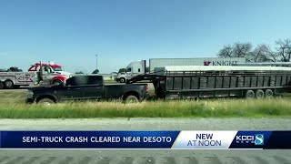 Tractor-trailer crash backs up traffic on Interstate 80