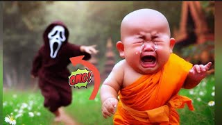 Hilarious Scary Pranks On Baby Monk Baby Monk Vs. Ghosts A Comedy Scare Show