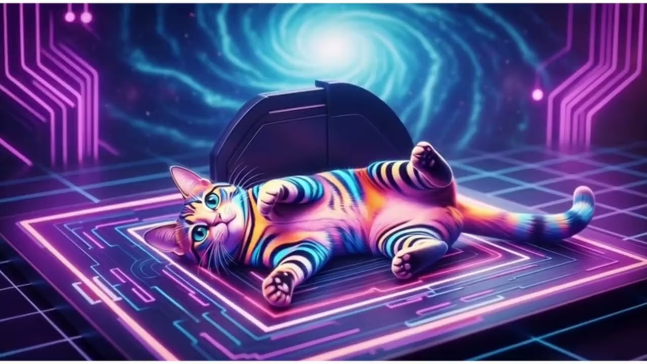 Неоновый киберкот правит галактикой 🌌😼✨ Канал PJ 