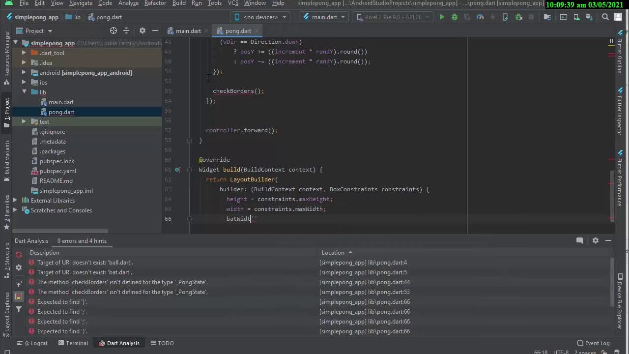 【FLUTTER ANDROID STUDIO and IOS】 Simple Pong game app - YouTube