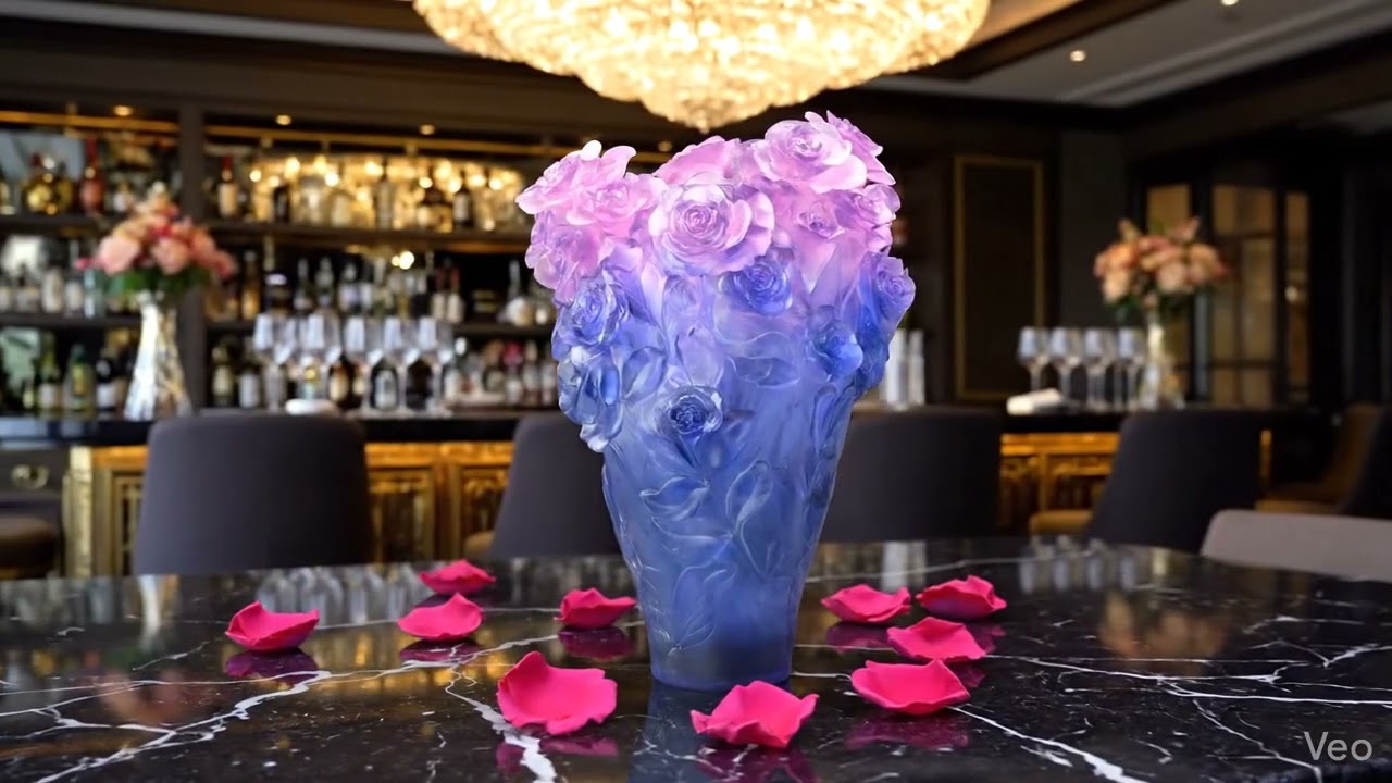 Daum Rose Passion Magnum Vase - Blue & Pink Crystal Limited Edition | Infinitybid