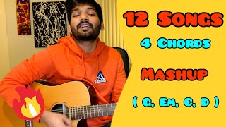 12 Best Bollywood Songs using 4 Easy Chords | Guitar Mashup | G, Em, C, D | Easy For Beginner's | screenshot 3