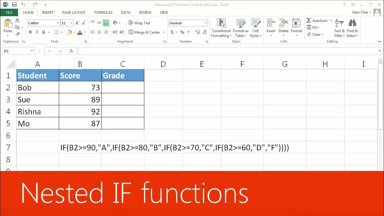 Nested IF functions | Microsoft Excel - YouTube
