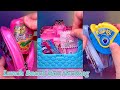 Satisfying ASMR Pink Juicy Drop Gummy Jelly Candy Lunch Snack Box Packing Food Mukbang