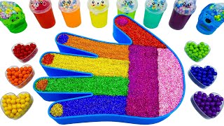 Satisfying Video l How To Make Rainbow Hand Bathtub With Glitter Slime Cutting ASMR | Sunny Color