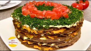 Печёночный Торт с Двумя Начинками! Ну Очень Вкусно! Печёночный Торт с Двумя Начинками! Ну Очень Вкусно!