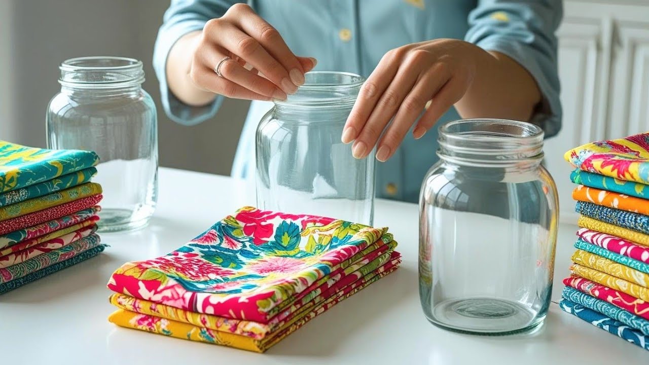 POTES DE VIDRO com TECIDO 💕 3 formas diferentes de decorar com CHITA