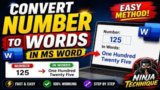 How to convert number to words in Ms Word _ MS Office Tutorial 2020