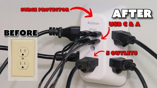 How To Install Surge Protector USB Outlet Extender Easy Simple