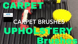 This video goes over carpet and upholstery scrub brushes. brushes that
are drill attachments, hook loop attachments for the rotary, ...