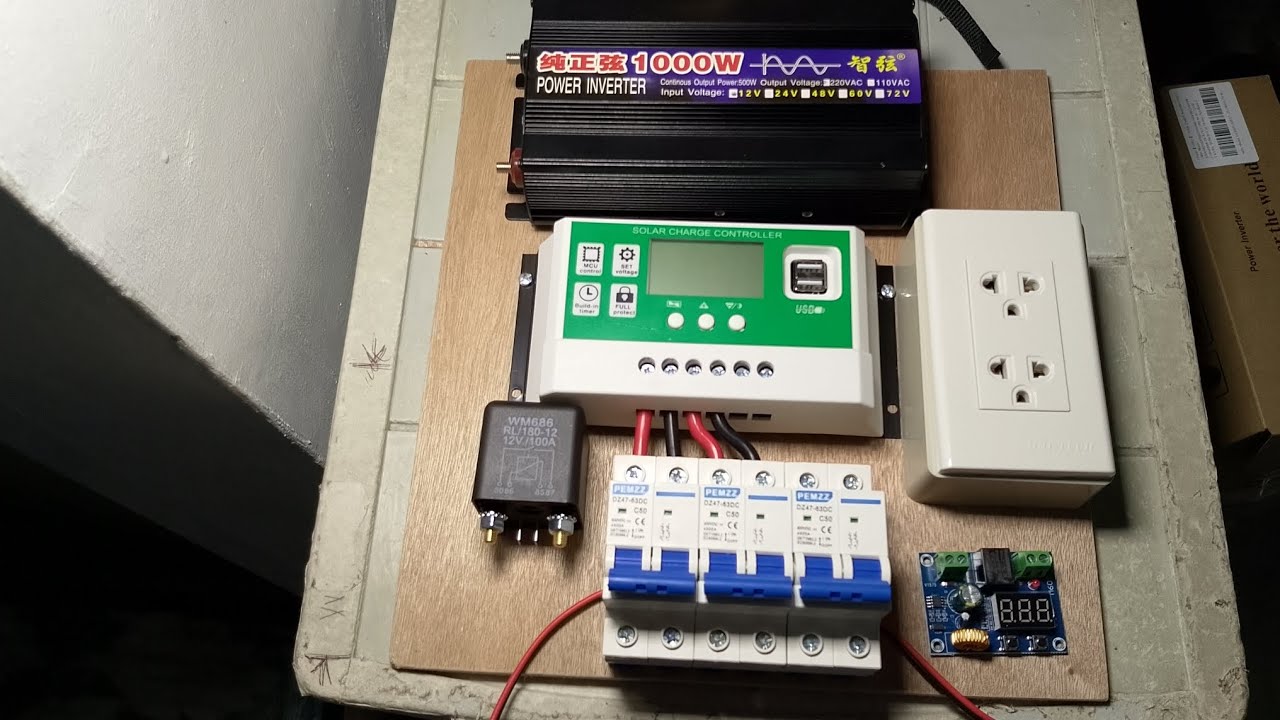 Solar Power DIY Off Grid Set up Green PSW PWM-1kw PSW 50A - YouTube