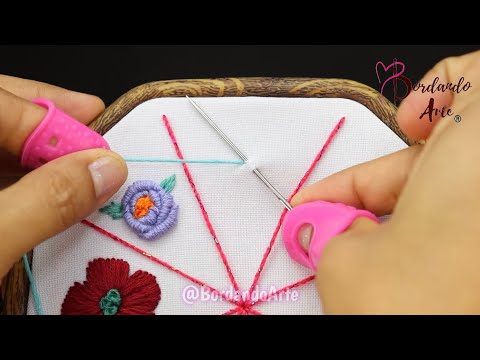 BORDADO DE FLORES CON PUNTADAS NIVEL PRINCIPIANTE  CAST ON | EMBROIDERY WITH STITCHES BEGINNER LEVEL