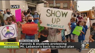 Parents And Students Protesting Mt. Lebanon Back-To-School Plan