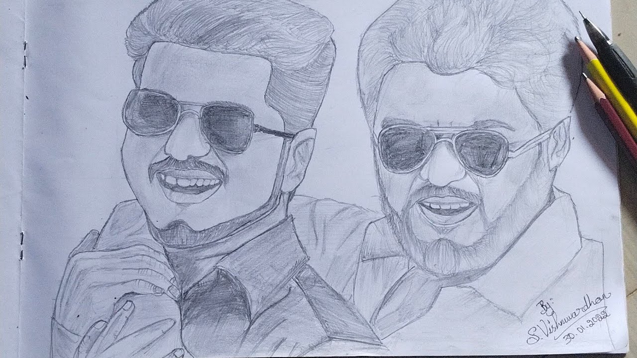 Vijay and Ajith drawing 