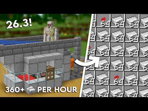 BEST MINECRAFT 26.3 IRON FARM TUTORIAL - New Design, Easy, Efficient