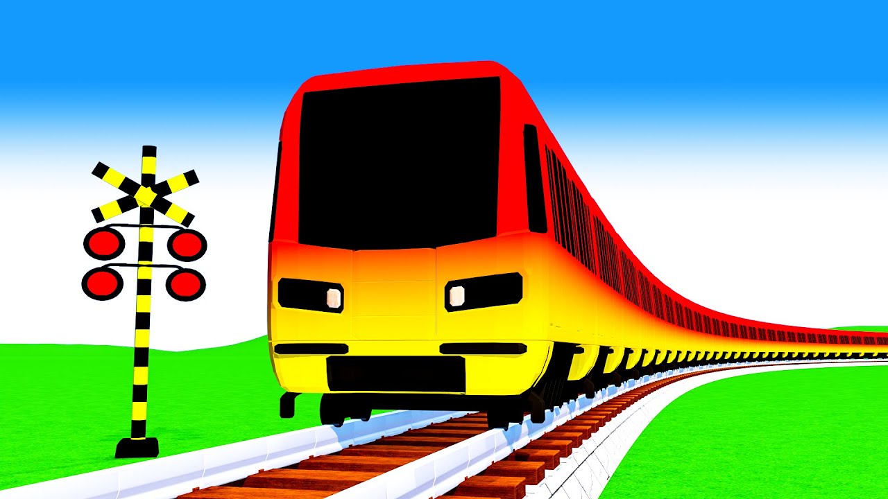 【踏切アニメ】あぶない電車【カンカン】電車 RAINBOW TRAIN THOMAS 🚦 Fumikiri 3D Railroad Crossing Animation