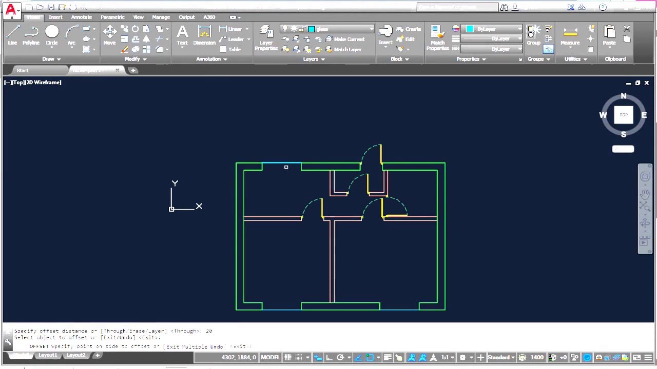 Autocad Complete Floor Plan Part 3 Adding Doors Windows