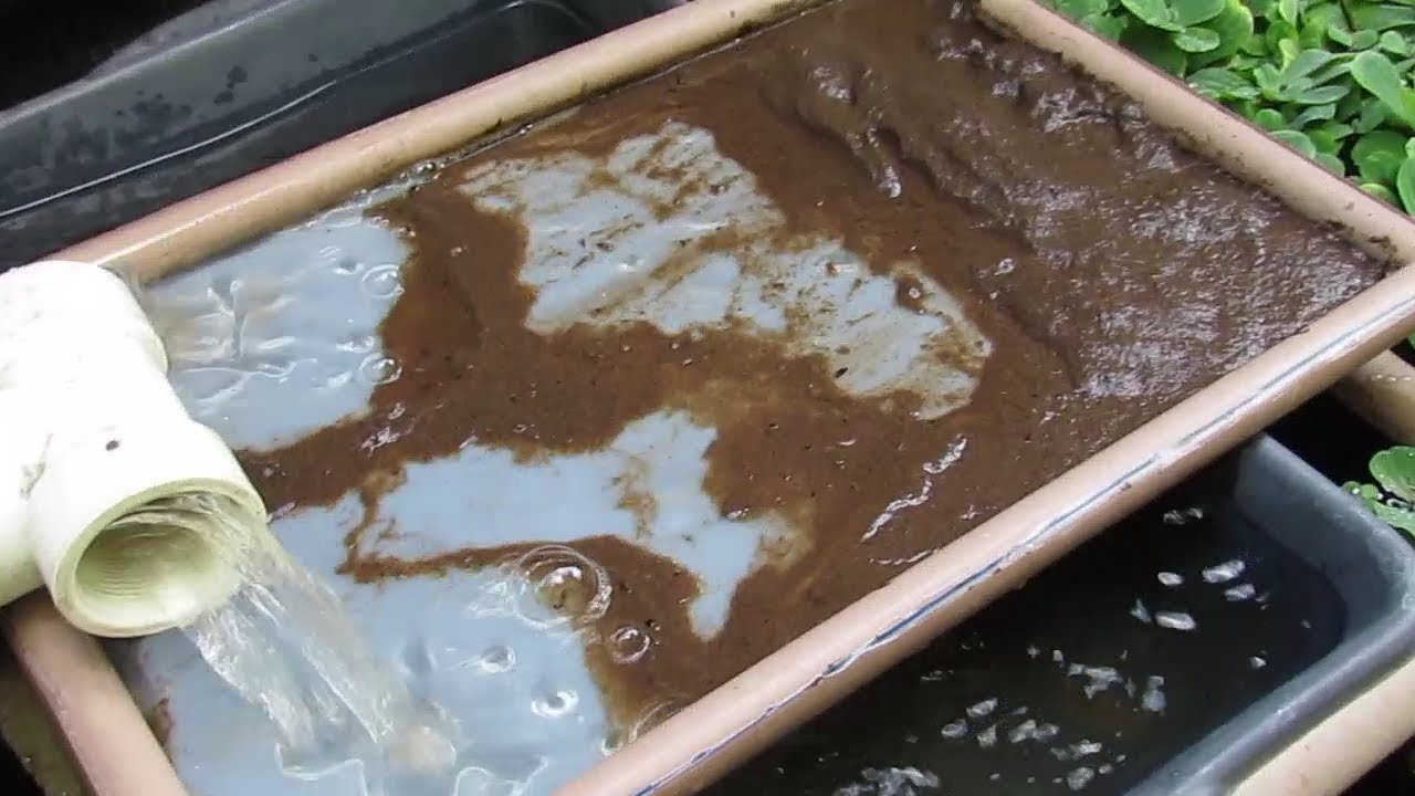 Teste de filtragem com tela de silk screen no tanque de ferro e cimento.