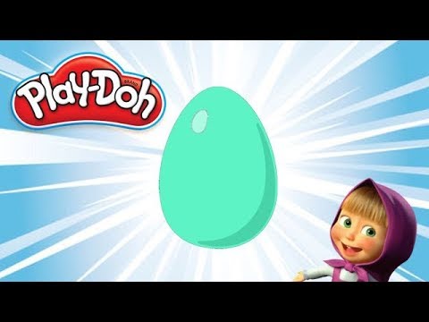 Dino Egg Surprise with PlayDoh Molds and Masha | Eggs and Toys TV