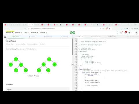 Problem of the Day 13 September     Mirror Tree Question   #geeksforgeeks