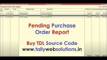 (Buy TDL Source Code Only Rs.250) Pending Purchase Order Report in Tally Prime 6.0 Updated