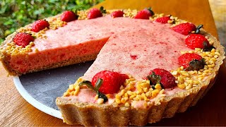 Vegan NoBake NoSugar STRAWBERRIES CAKE (GlutenFree. Without lactose. VEGAN and HEALTHY