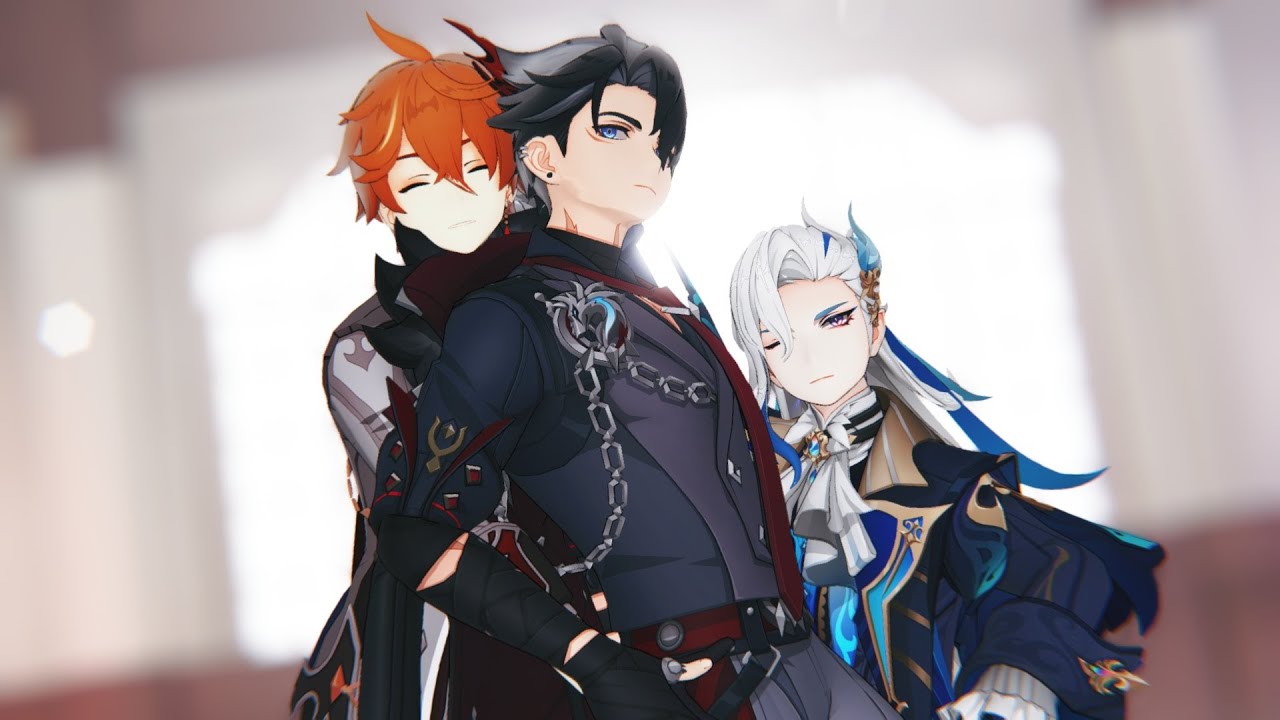 [ MMD /  Genshin Impact ] 虎視眈々_ Koshitantan [ Wriothesley & Neuvillette & Chide ]