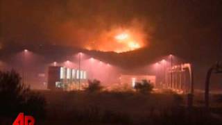 Raw Video: Wildfire Erupts in Orange County