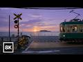 Japan Coastal Sunrise Drive 🚃 Enoshima to Kamakura / 8K 60fps HDR / Relaxing Piano + Car Ambience