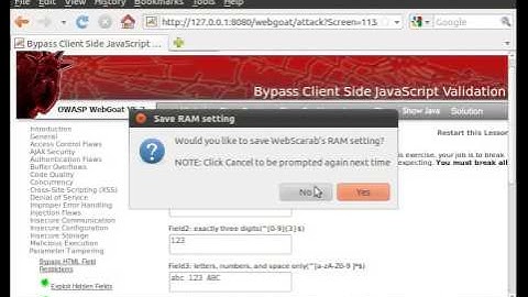 WebGoat - Bypass Client Side JavaScript Validation