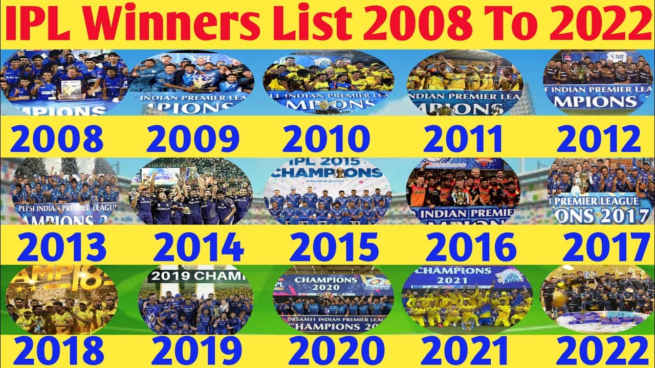 IPL Winners List 2008 To 2022 || All IPL Winner Trophy Season Wise || IPL Trophy Winners || IPL Win