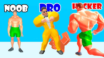 NOOB vs PRO vs HACKER in Muscle Rush | Max Level Evolutions All Heroes