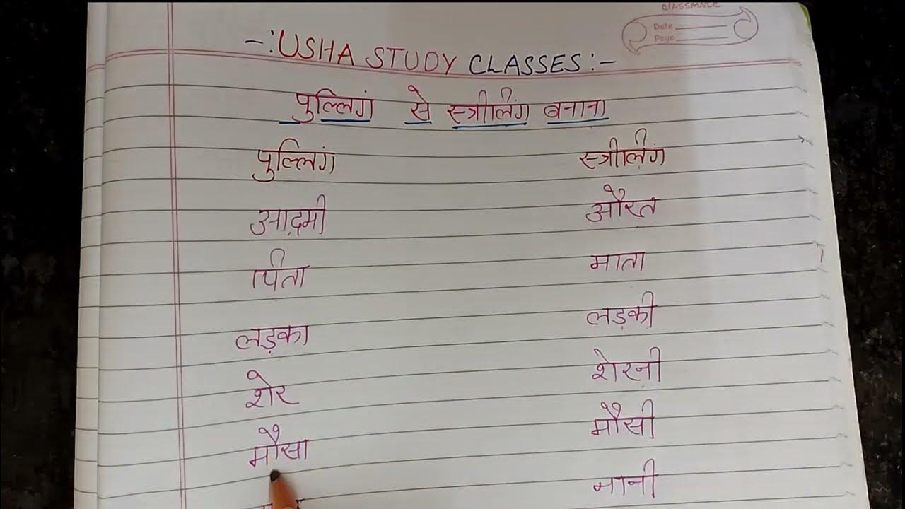 पुल्लिंग से स्त्रीलिंग बनाएं Ling Badlo Striling and Pulling in