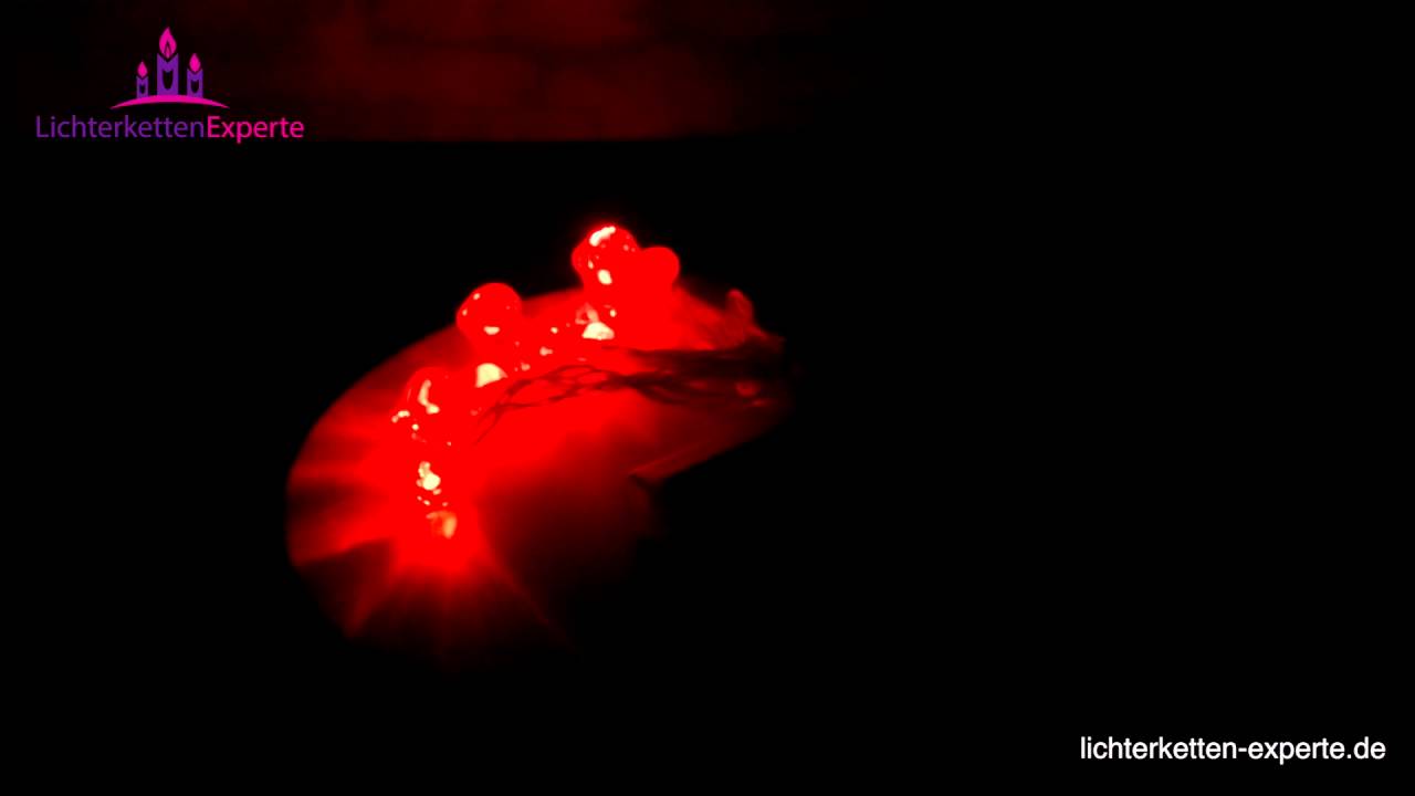 Lichterkette Mit Herzen – Batteriebetrieben, 10 LEDs, 100 Cm, Rot