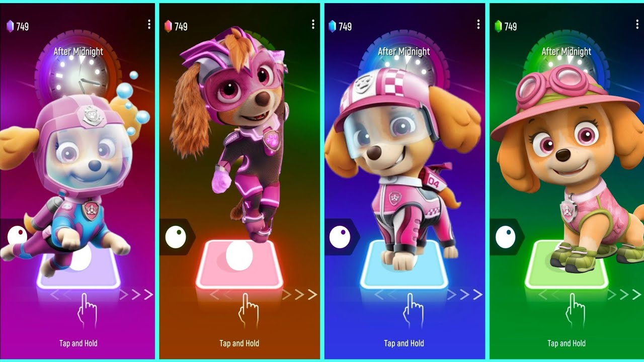 PAW Patrol Benefit the puppy Skye in the music game Tiles Hop. YouTube